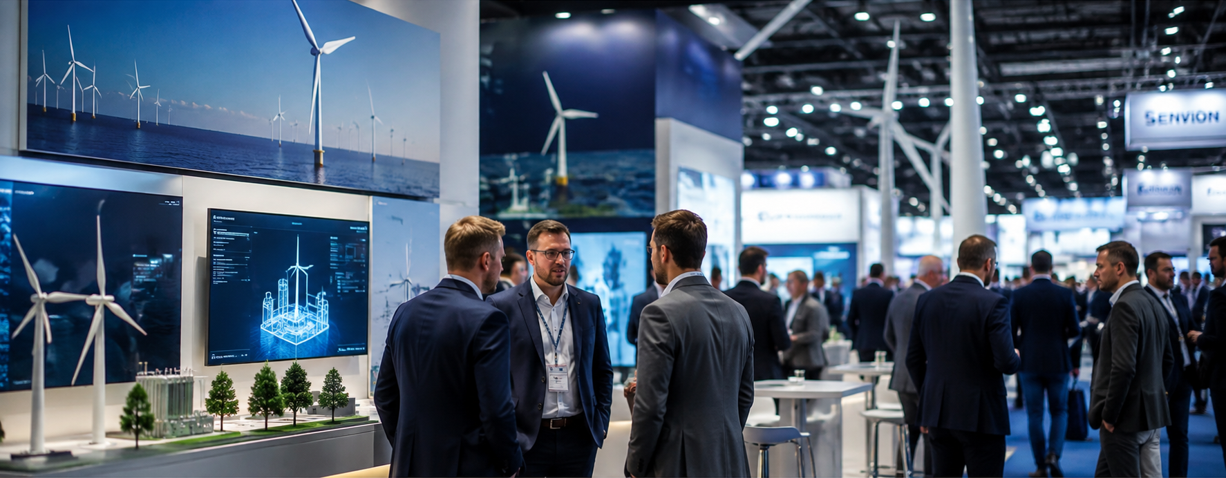 HUSUM WIND trade fair business exhibition with wind-energy technology displays and B2B professionals