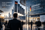 International business professional entering Germany’s trade fair ecosystem with BHOWCO Starter Network.