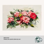 Watercolor painting of a red rose bouquet by Hoda Allameh, created from an original photograph taken by the artist, showcasing vibrant colors and delicate details.