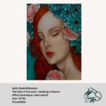 Sleeping in Bloom by Aylin Rashidi Rostami, colored pencil artwork, 70 cm x 50 cm, featuring delicate details and vibrant hues.