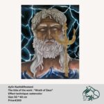 Wrath of Zeus by Aylin Rashidi Rostami, watercolor painting, 50 cm x 40 cm, capturing dynamic movement and emotional intensity.