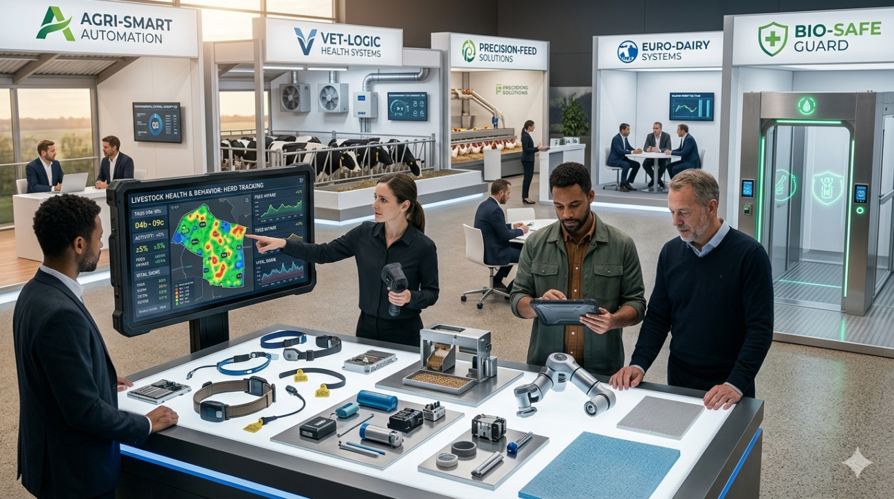 Official EuroTier Hanover exhibitor list 2026 preview showing confirmed livestock equipment suppliers, animal health solutions, and bio-security systems at Messe Hanover