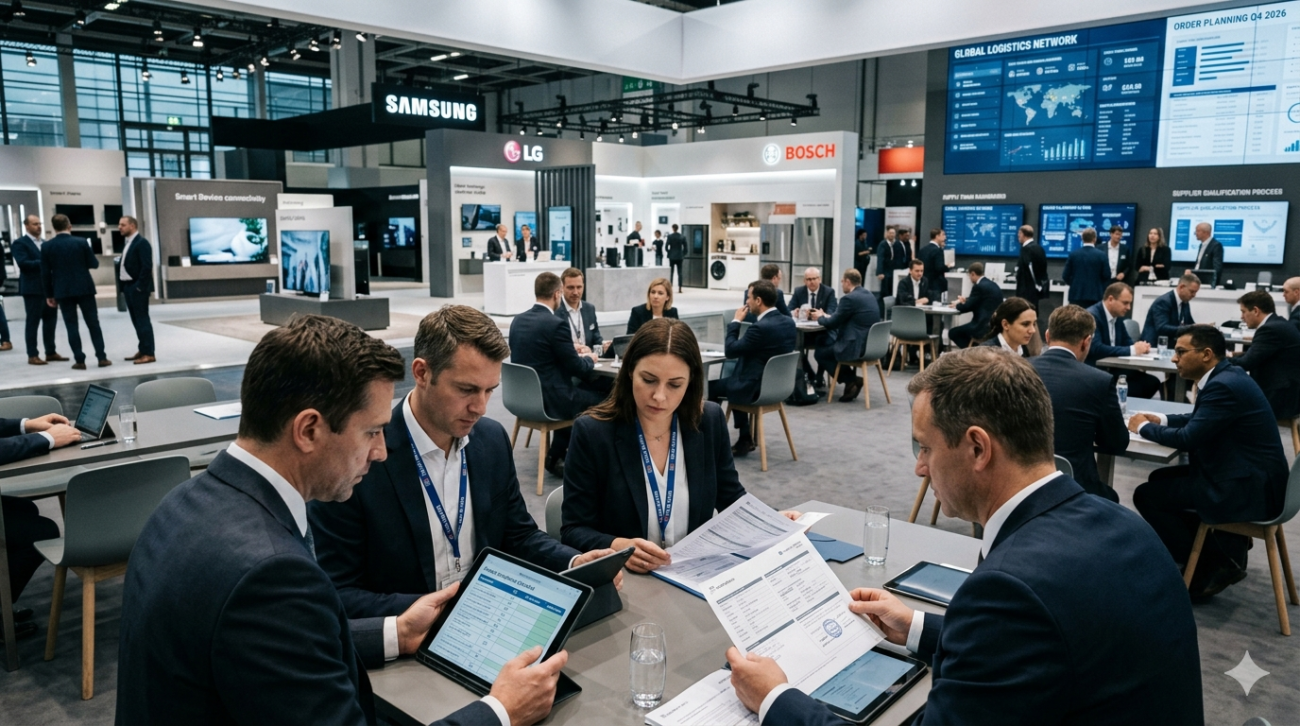 Official IFA Berlin exhibitor list 2026 preview showing confirmed consumer electronics brands, home appliance exhibitors, and hall layout at Messe Berlin