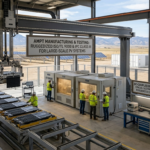 Inside an advanced Ampt manufacturing and stress-testing facility where engineers are performing rigorous quality control on DC power optimizers. The scene highlights the IPC Class III workmanship standards and ruggedized testing for large-scale PV systems, ensuring high performance and reliability for critical energy infrastructure even in harsh environments.