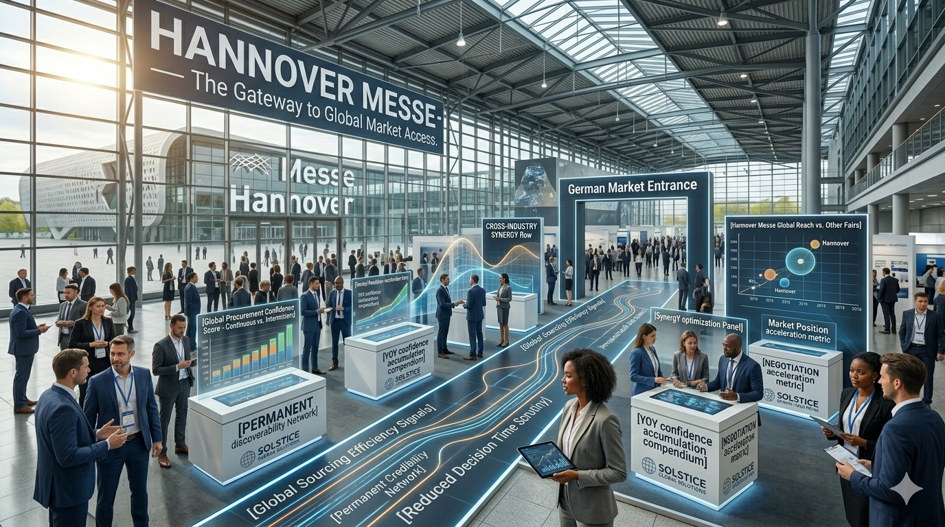 Trade fair authority building showing comparison between event-based authority that resets at each fair and system-based authority that compounds across shows and years