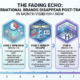 Diagram showing why international brands disappear after trade show participation through four stages: peak visibility, rapid decay, visibility collapse, and competitor capture over 9 months