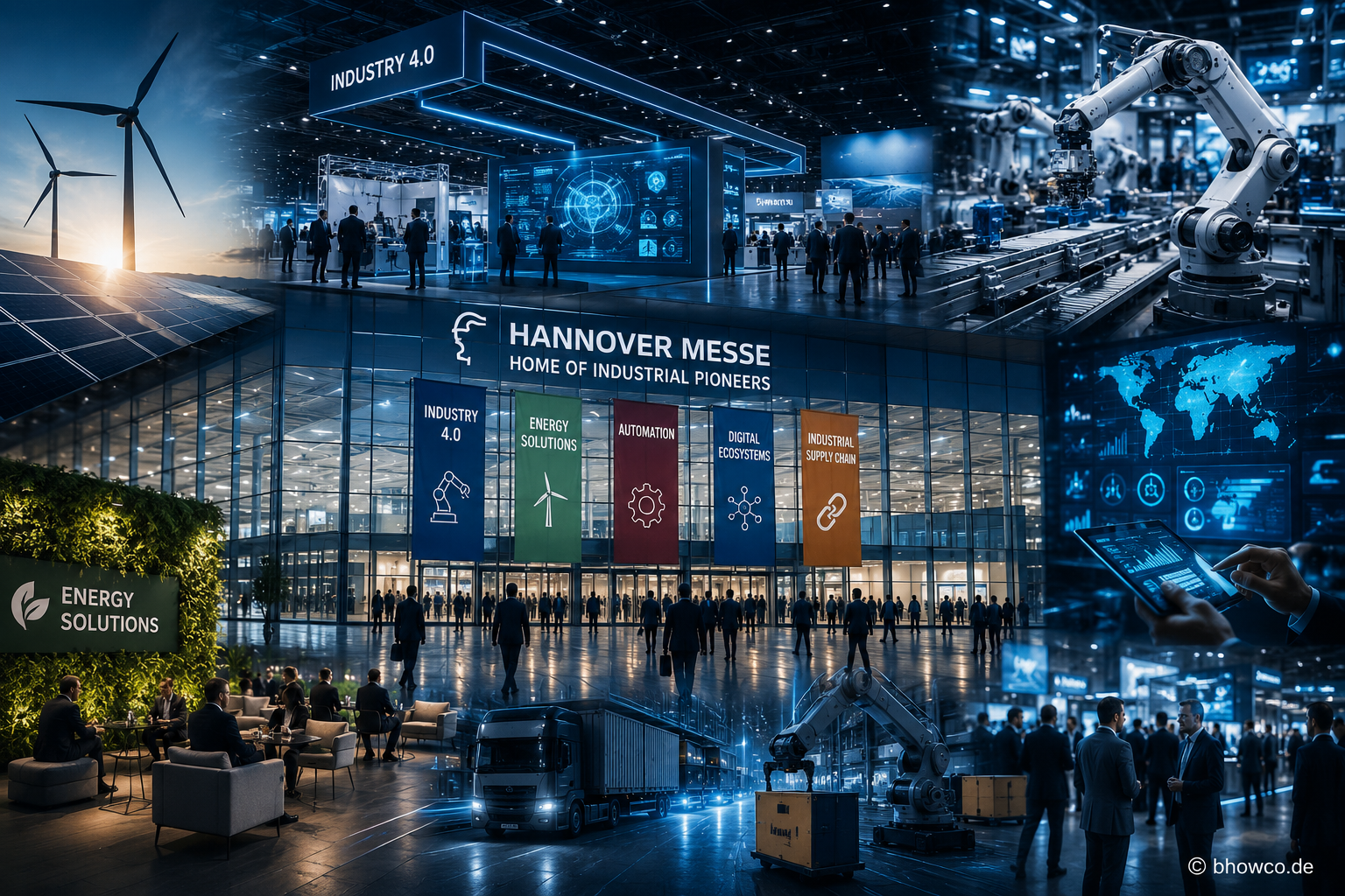 Hannover Messe exhibitor list featuring advanced industrial automation, robotics, AI-powered manufacturing, smart factories, renewable energy technologies, digital transformation, and international B2B exhibitors at Germany's leading industrial trade fair.