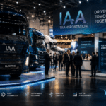 IAA TRANSPORTATION exhibitor list 2026 featuring Deutsche Messe Hannover exhibition grounds with commercial vehicle fleet compliance and TCO validation process overlay