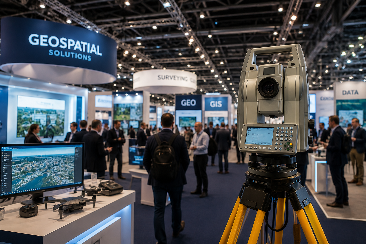 INTERGEO exhibitor list 2026 featuring Messe München exhibition halls with geospatial data quality, certification and interoperability validation process overlay
