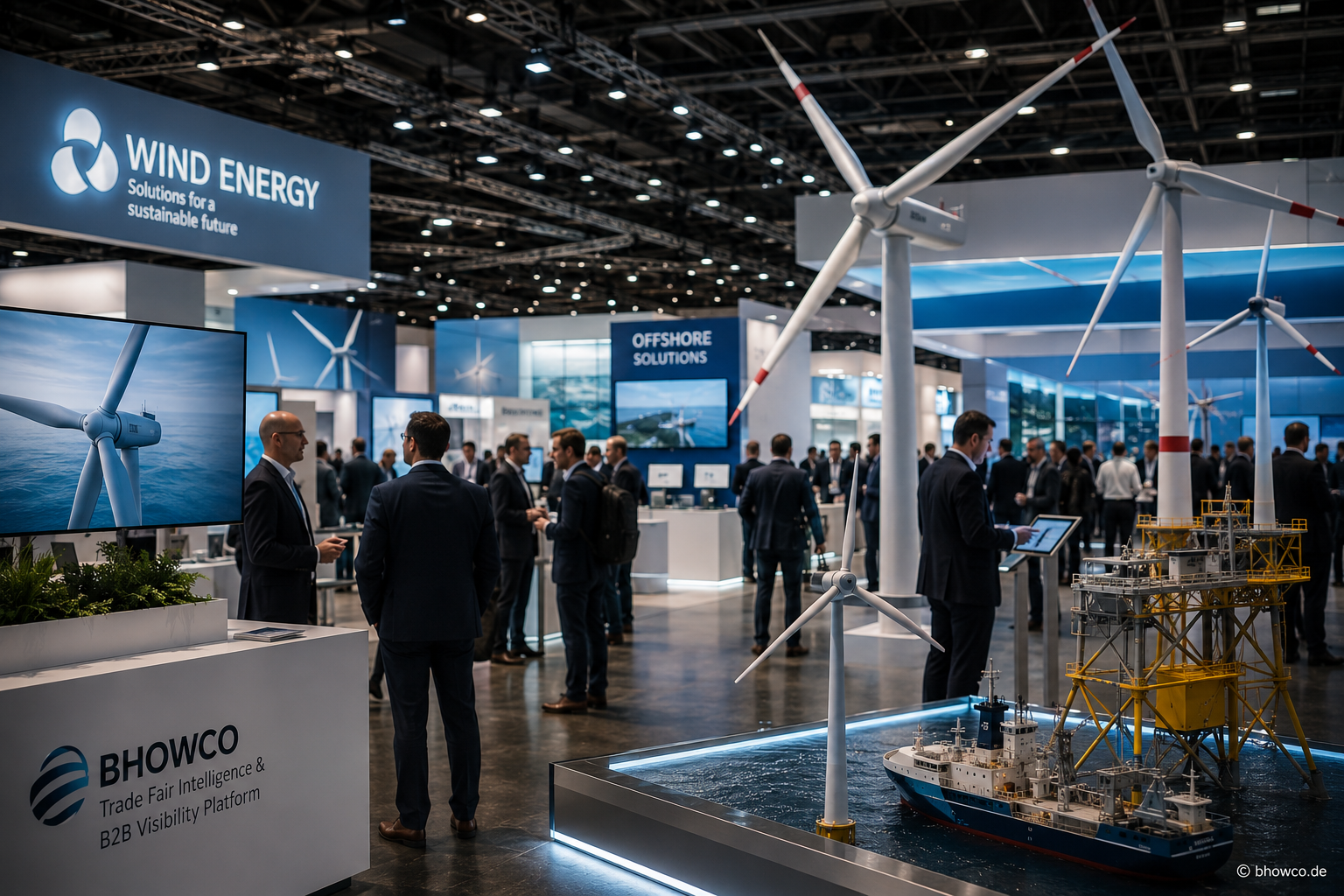 WindEnergy Hamburg exhibitor list 2026 featuring Hamburg Messe exhibition halls with wind project bankability and grid compliance validation process overlay