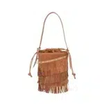 Wild Glam bucket bag with leather-colored suede fringes by TOSCA BLU