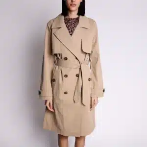 TS2625J25.C04_1 Long double-breasted trench coat Te' Green sand color by TOSCA BLU