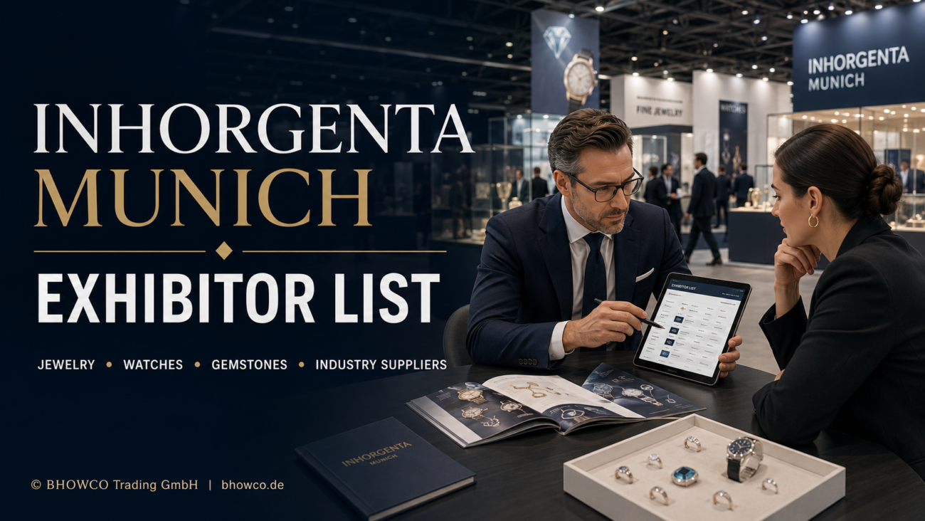 INHORGENTA Munich exhibitor list for jewelry, watch and gemstone buyers researching and comparing industry suppliers