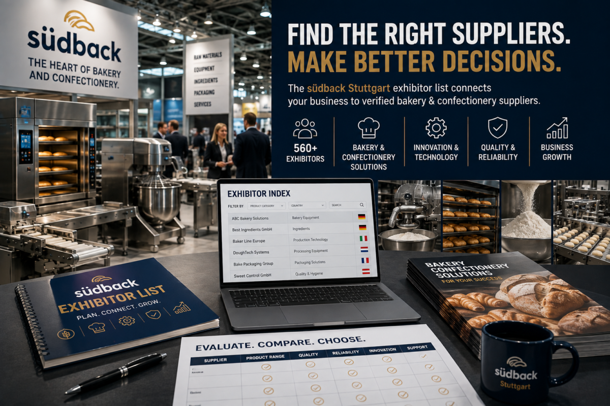 südback Stuttgart exhibitor list for B2B bakery supplier discovery, comparison and buyer evaluation