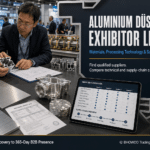ALUMINIUM Düsseldorf exhibitor list guide showing industrial buyers comparing extrusion profiles, material certificates and aluminium suppliers.