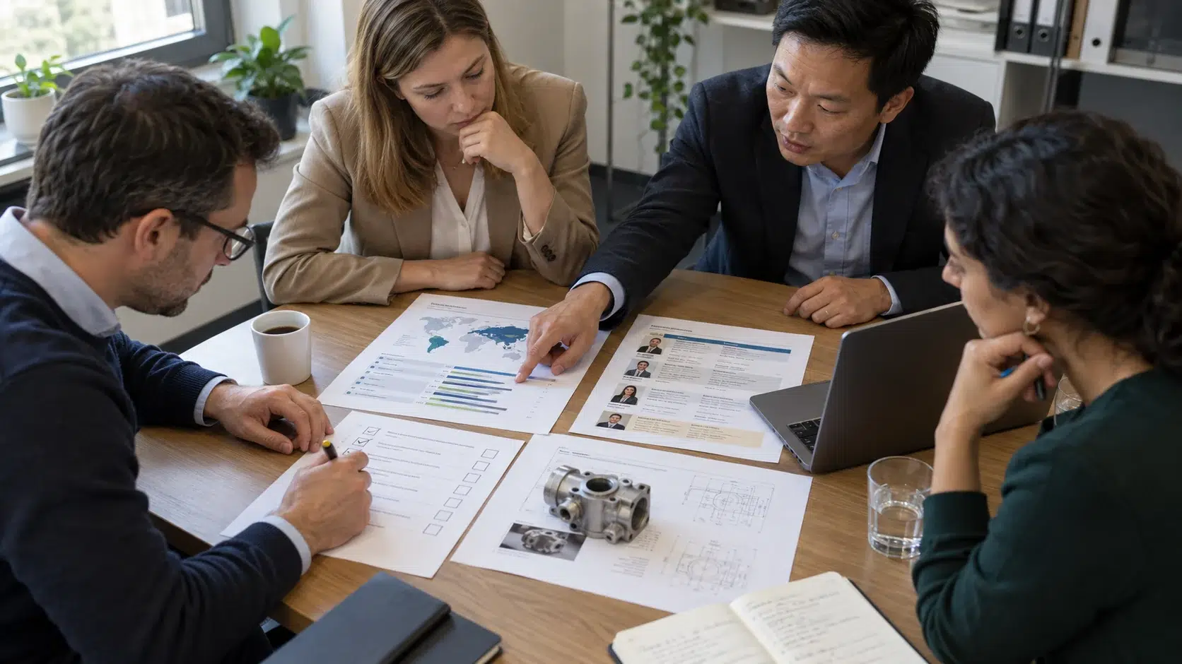 Exhibitor team reviews trade fair audience data, target buyer roles and technical proof before committing its exhibition budget