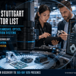 VISION Stuttgart exhibitor list guide showing industrial camera, optics and AI inspection systems being evaluated by machine vision buyers.